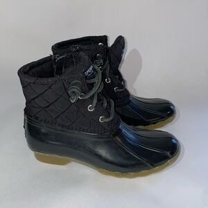 Sperry black on black, quilted zip up Saltwater boot, size 2 youth